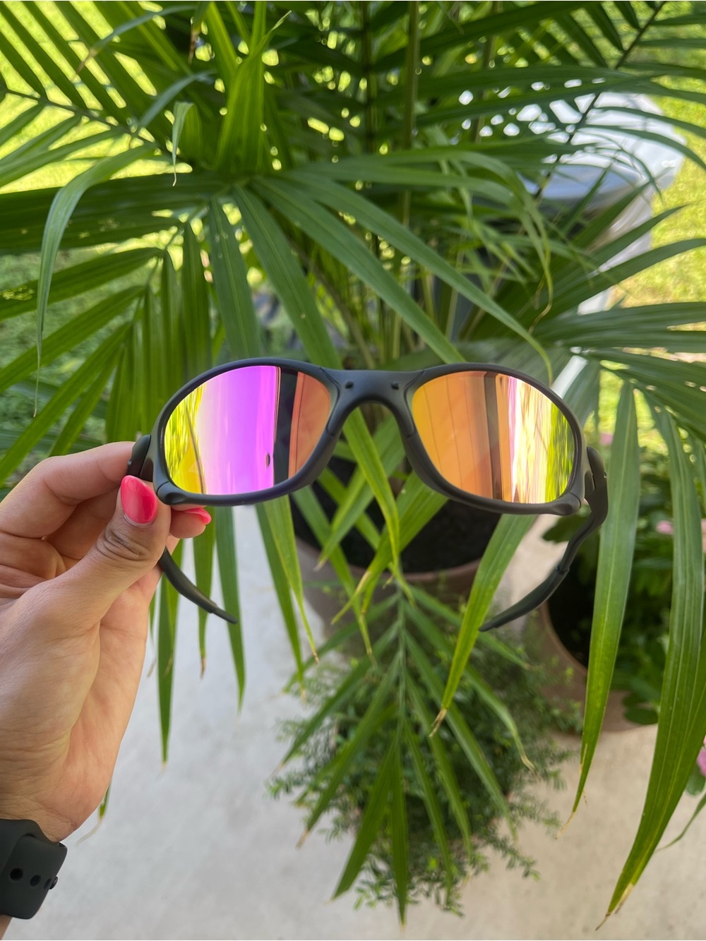 UV 400 Sunglasses with Pink-Orange Mirror Lenses Gafas